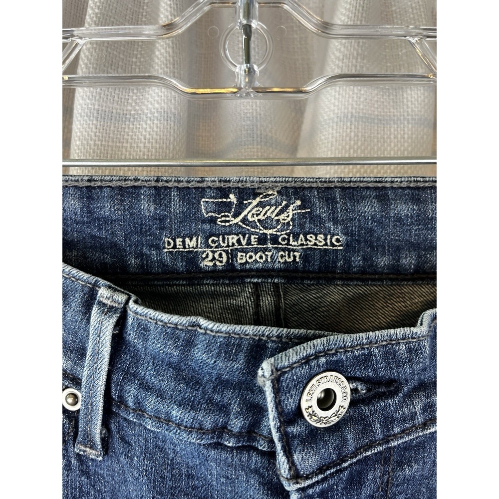 Levis Jeans Womens 8M/29 Blue Demi Curve Classic Boot Cut Mid Rise Stretch - Picture 5 of 11